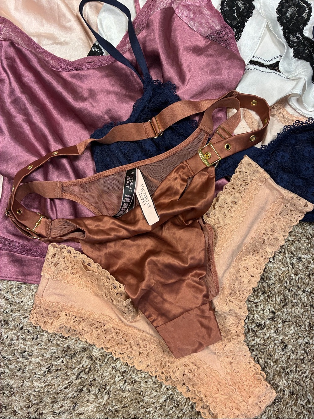 Victoria Secret 7 Piece Bundle Items 2 Satin Slips Camisole Shorts Panties - Picture 16 of 16